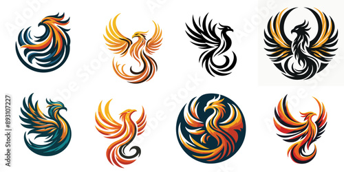 phoenix logo icon vector illustration, isolated on transparent background 