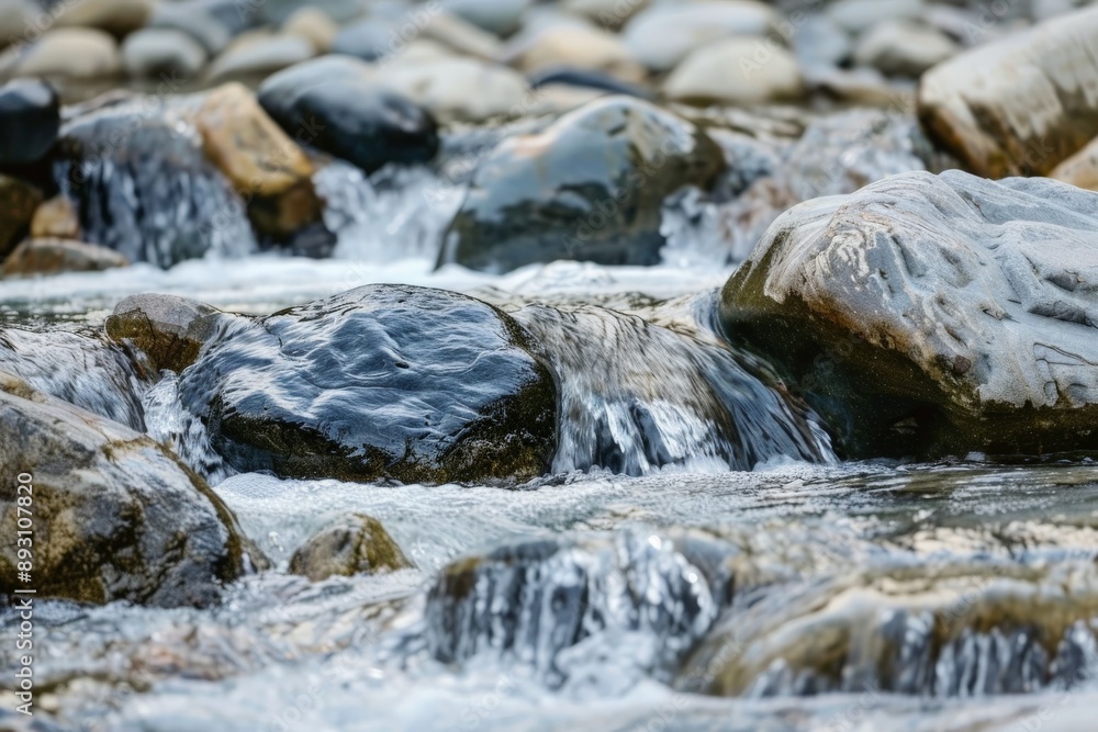 Flowing Water Over Rocks in a River