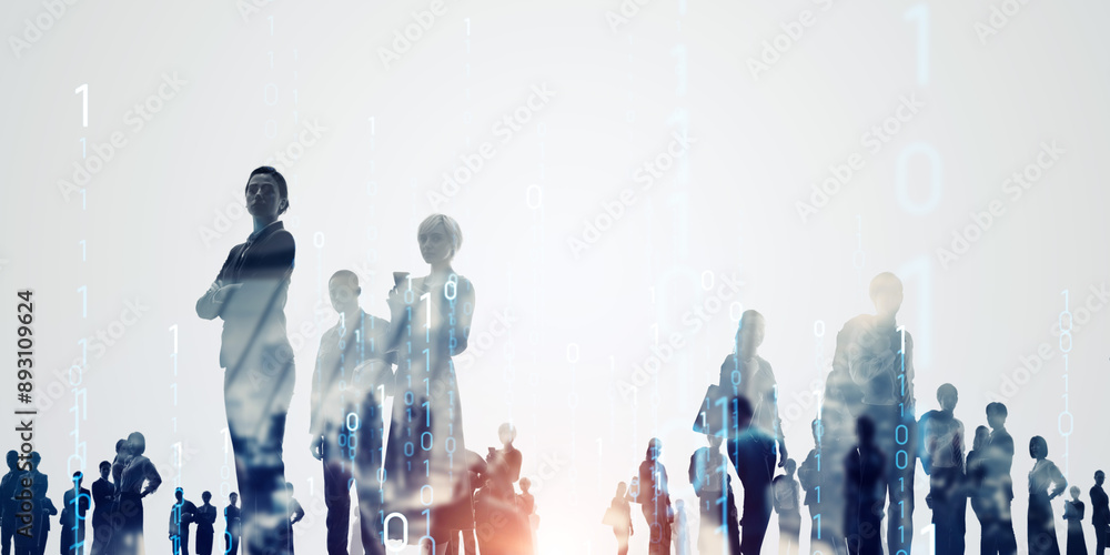 © metamorworks - Composited visual of group of multinational people and digital technology concept. Wide angle visual for banners or advertisements.