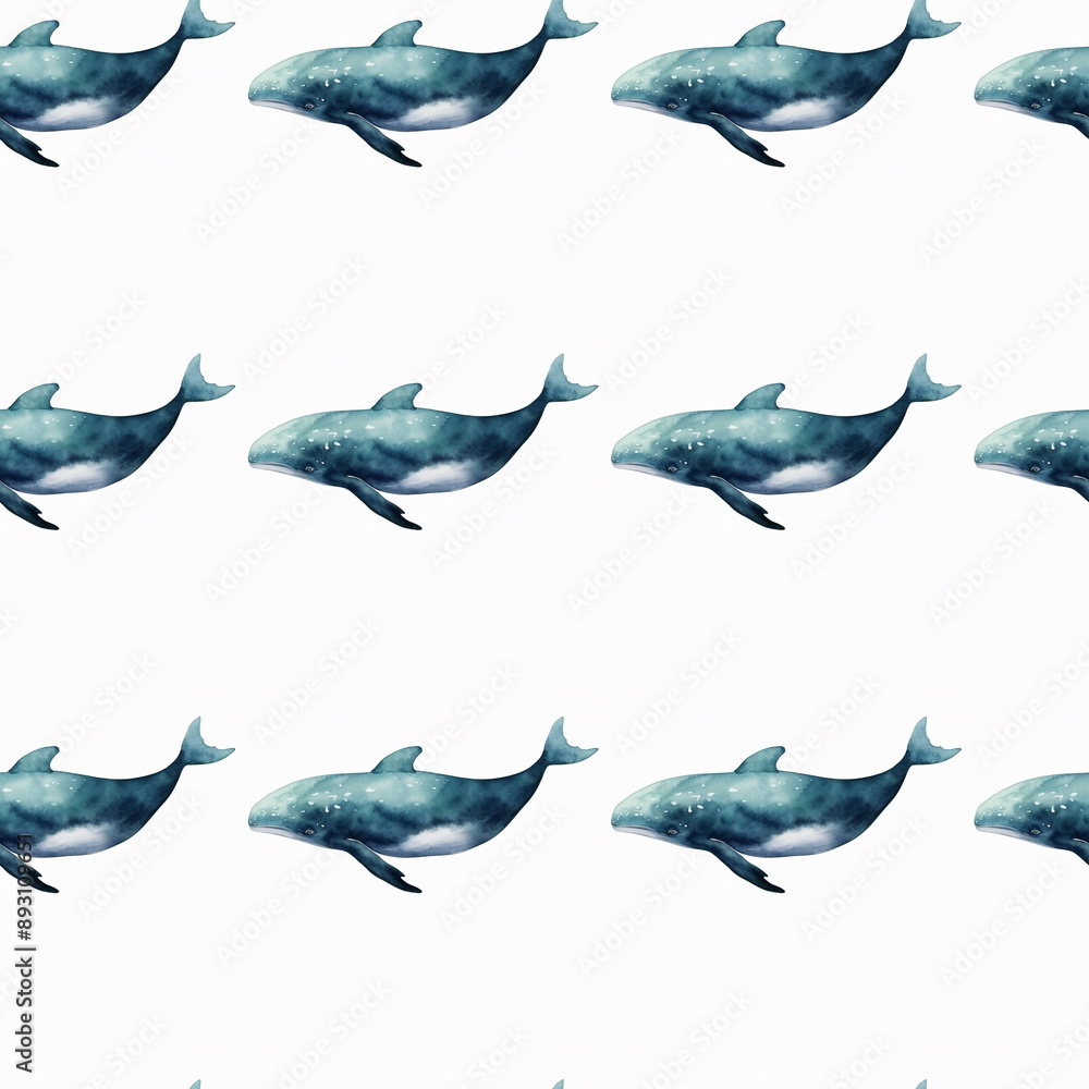 Whale on the white background, pattern, watercolor Whale on the white background, pattern, watercolor