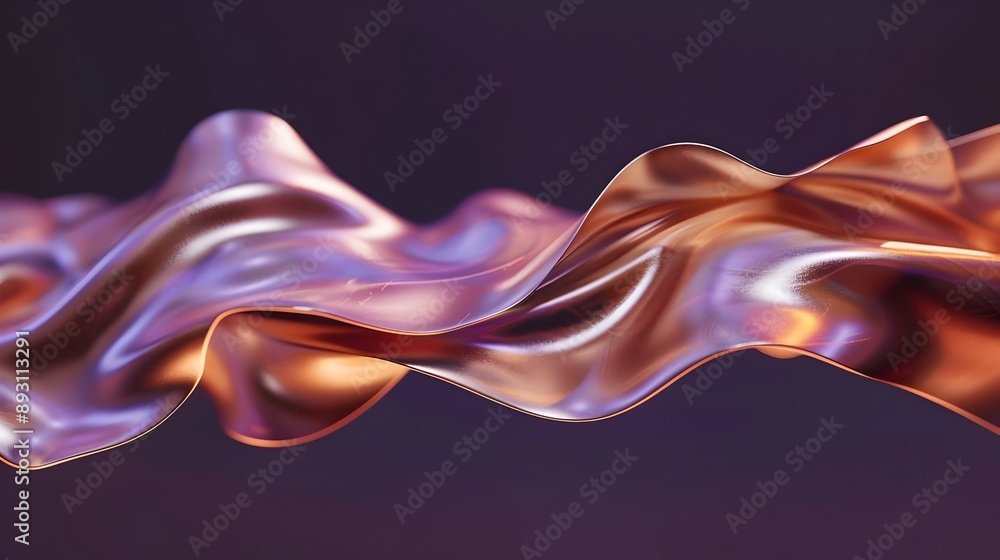 Obraz premium Captivating Waves of Vibrant Digital Liquid Art - Shimmering Curves,Flowing Energy,and Ethereal