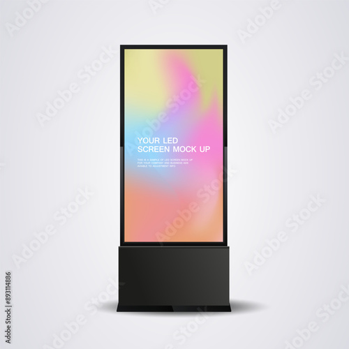 A realistic LED mock-up screen prominently displaying a gradient background