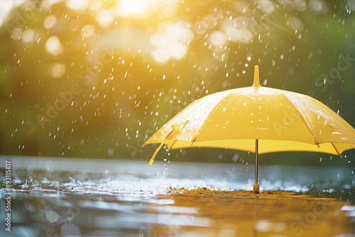 Wallpaper Mural umbrella and waterdrop or raining. Concept for insurance, origami, and protection Torontodigital.ca