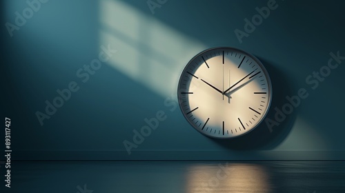 Wallpaper Mural A Large Clock on a Wall in the Middle of a Room With a Shadow - Generative AI Torontodigital.ca