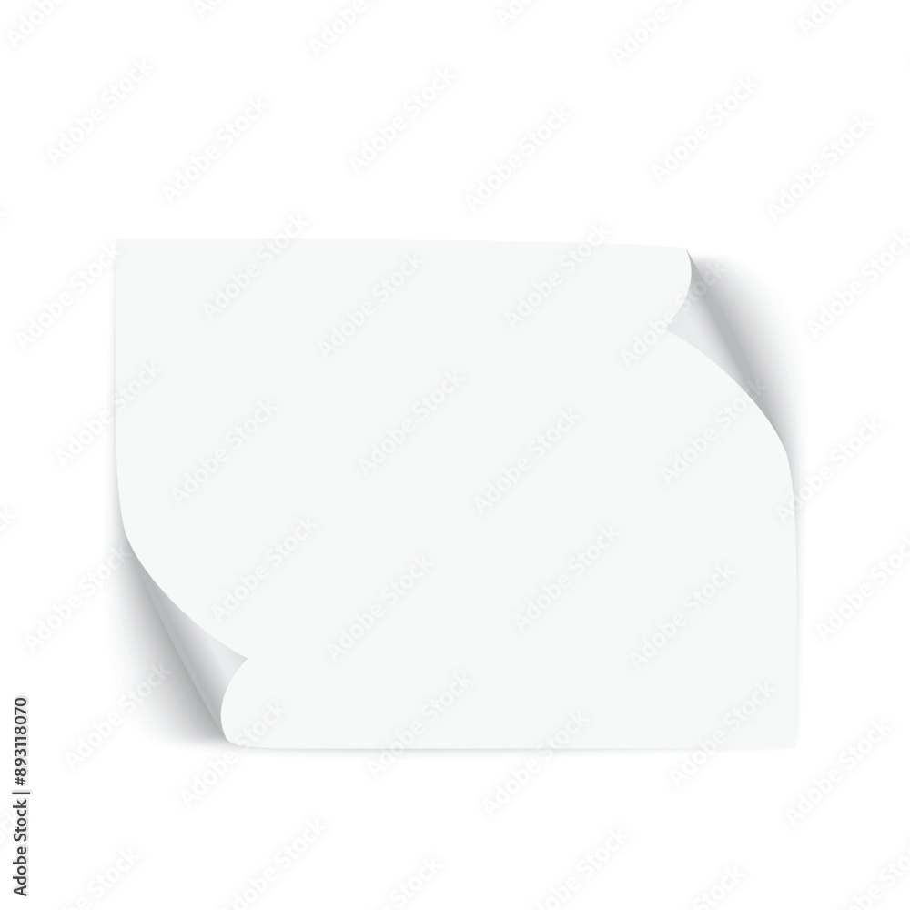 Blank white paper with curled corner, ideal for notes or messages. Vector Blank white paper with curled corner, ideal for notes or messages. Vector