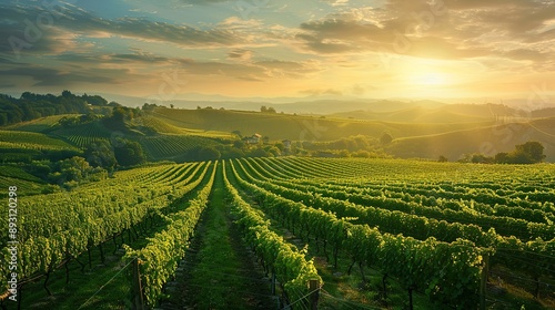 Wallpaper Mural A Vineyard on a hill at sunset vineyard outdoors nature. copy space for text. image of garden. Torontodigital.ca