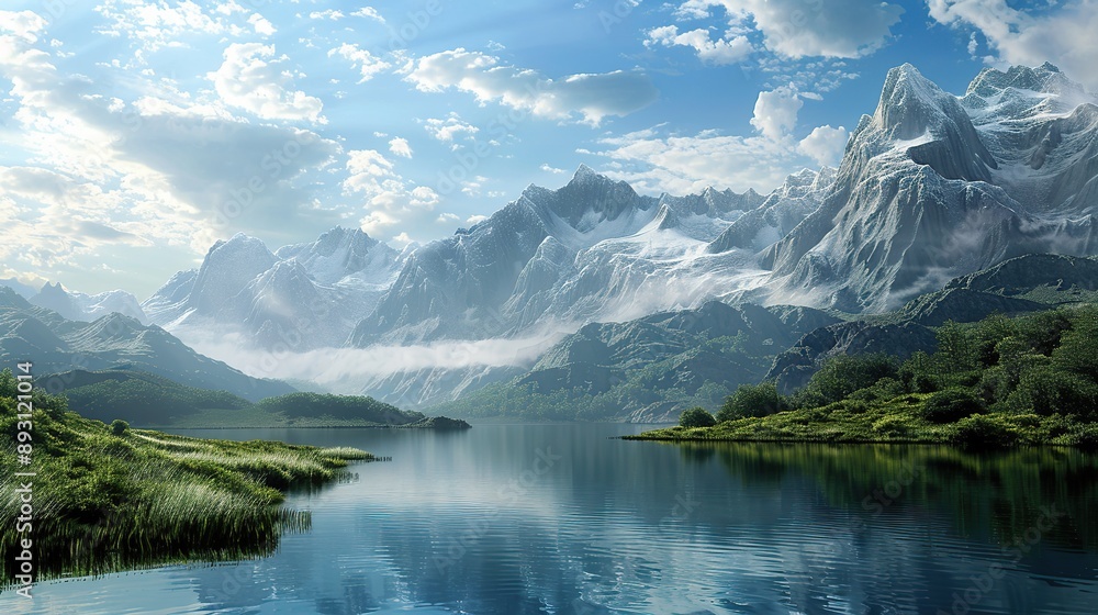 Beautiful mountain range with a large body of water in the foreground. Image of nature. good view. copy space for text. Beautiful mountain range with a large body of water in the foreground. Image of nature. good view. copy space for text.