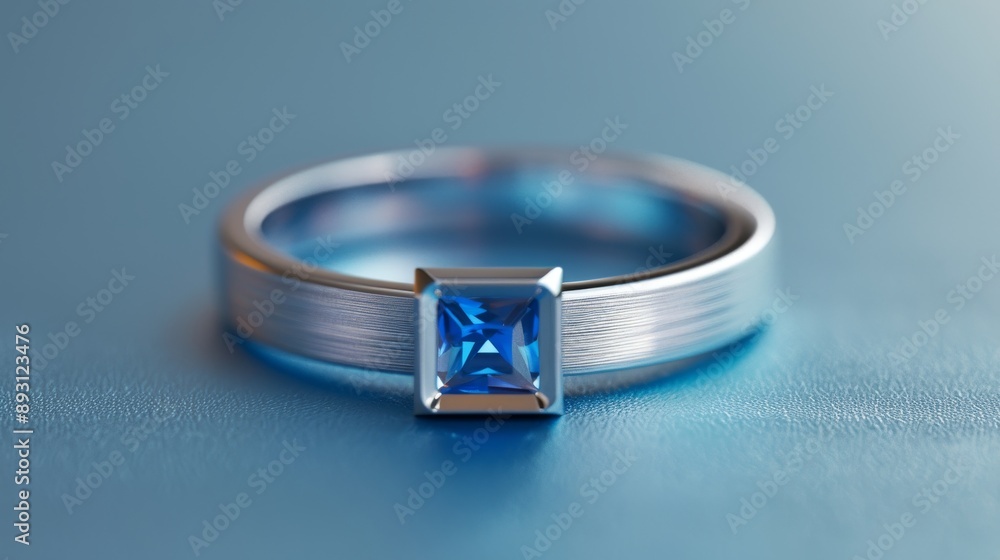 A Close up of a Silver Ring With a Blue Topaz Stone in the Center - Generative AI A Close up of a Silver Ring With a Blue Topaz Stone in the Center - Generative AI