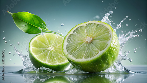 lime in water, lime, Splashing water, fresh Lime , Sour fruits, Sour lime, Green lime, Citrus fruit, Slice, Lime slice, Juicy, Half lime, Hydration, dehydration, background, wallpaper