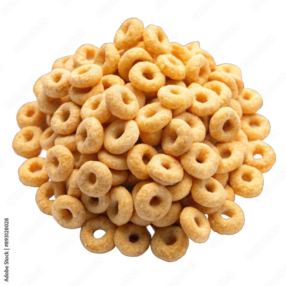 Pile of cheerios cereal corn rings isolated on transparent background Pile of cheerios cereal corn rings isolated on transparent background