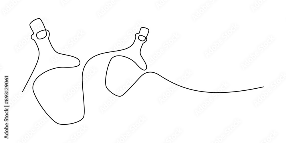 Continuous line drawing bottles of potions , Black and white vector
