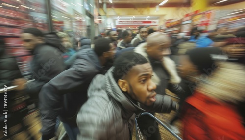 A Man Navigates a Busy Store During the Holiday Season