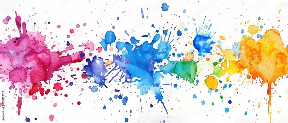 Fototapeta premium Abstract Watercolor Splashes of Rainbow Colors