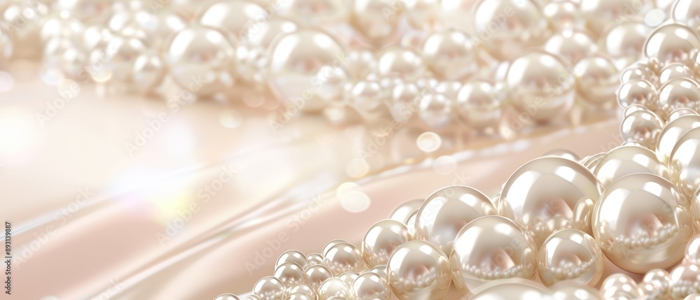 Lustrous Pearls Shimmering on a Soft, Creamy Surface Lustrous Pearls Shimmering on a Soft, Creamy Surface