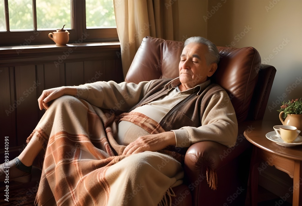Obraz premium Adulto mayor durmiendo