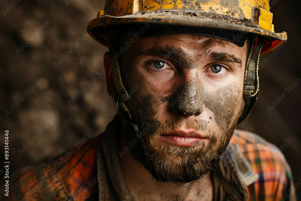 Rugged construction worker with a dirty face and a hard hat. A hardworking construction worker laboring. Rugged construction worker with a dirty face and a hard hat. A hardworking construction worker laboring.
