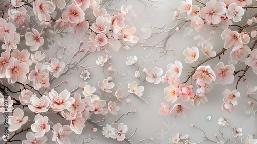 An elegant painting of a delicate cherry blossom tree in full bloom, gracefully depicted on a glass surface.