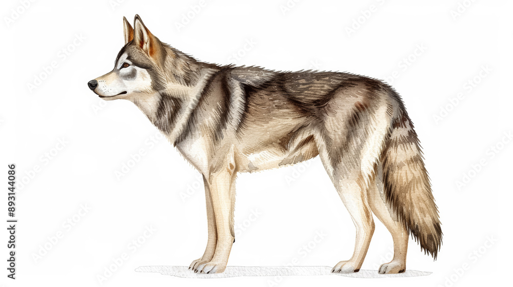 Obraz premium watercolor illustration of a husky isolated on a white background 