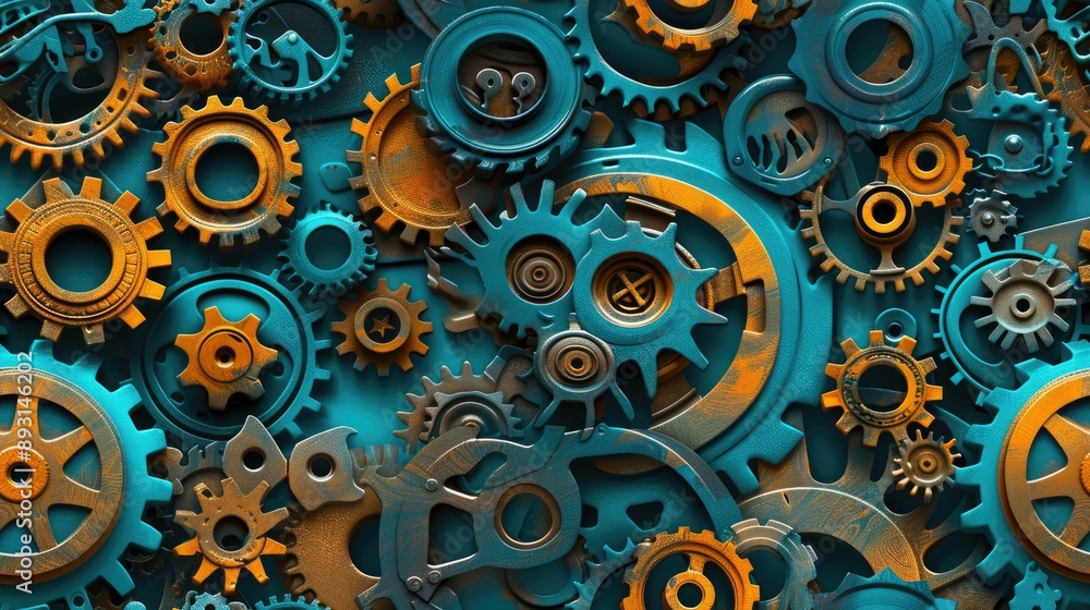 Interlocking gears forming a seamless pattern Interlocking gears forming a seamless pattern
