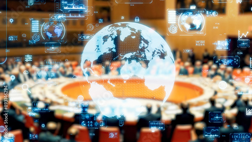 Parliament and statistical data concept.