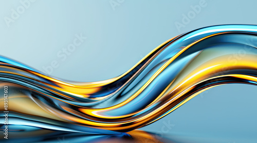 Wallpaper Mural Abstract waves and flowing forms with a metallic sheen, 3D background abstract, fluid motion Torontodigital.ca