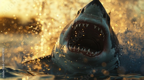 A Close up of a Shark With It's Mouth Open and Teeth Bared - Generative AI