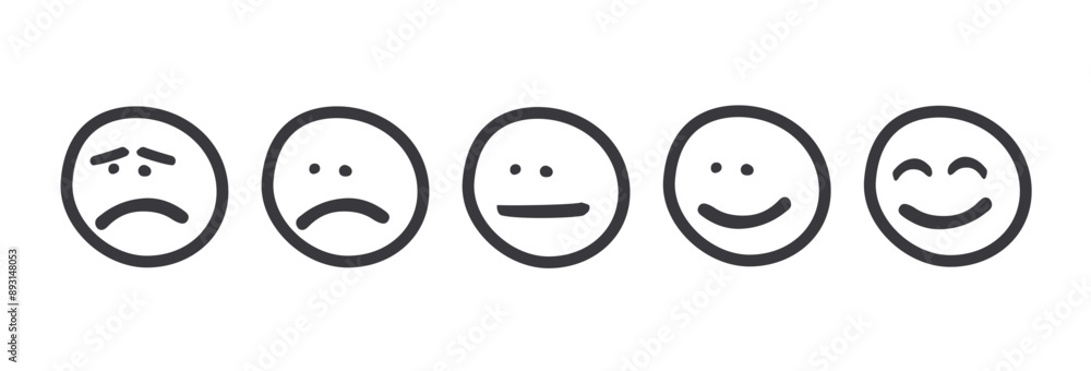 Set of rating emotion faces hand drawn Set of rating emotion faces hand drawn
