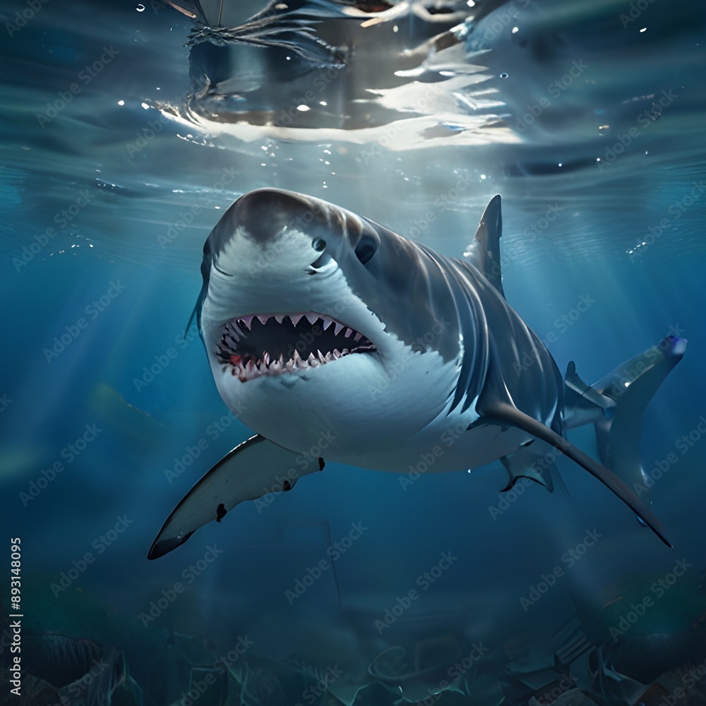 Naklejka premium Great white shark underwater