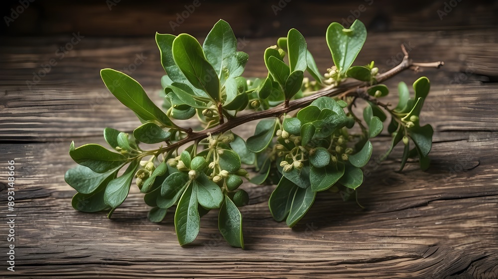 Midothian mistletoe over an aged wood backdrop; great focus, HDR, 8k, top view; very detailed and intricate image. The picture has a photographic aesthetic. Midothian mistletoe over an aged wood backdrop; great focus, HDR, 8k, top view; very detailed and intricate image. The picture has a photographic aesthetic.