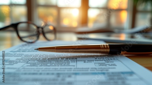 A Pen Is Sitting on Top of a Piece of Paper Next to a Pair of Glasses - Generative AI