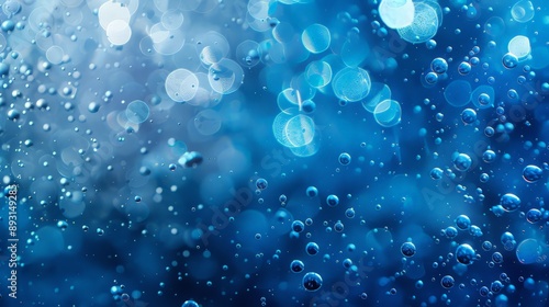 Wallpaper Mural Bubbles and splashes of fresh water close up. beautiful abstract blue background Torontodigital.ca