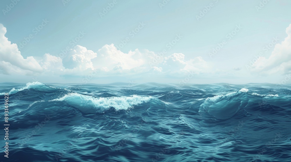 A Large Body of Water With Waves and Clouds in the Sky Above It All - Generative AI A Large Body of Water With Waves and Clouds in the Sky Above It All - Generative AI