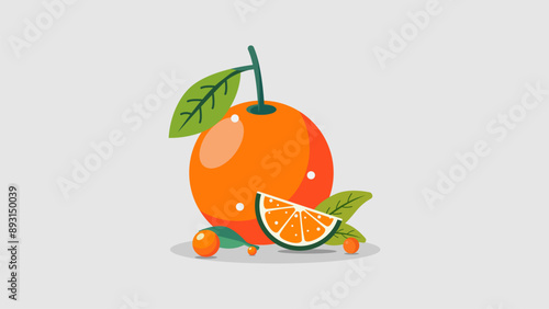 Orange Fruit Using Flat Style. Simple illustration of orange fruit in flat style. Perfect for various design projects. Clean and vibrant, adding a fresh look to any creative work