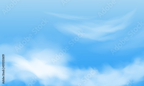 Sunny day background with blue sky and beautiful white clouds