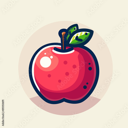 Simple Flat Style Apple Fruit Illustration. Enhance your visuals with this simple flat style apple fruit illustration. Perfect for clean, modern designs, it adds a touch of freshness and simplicity