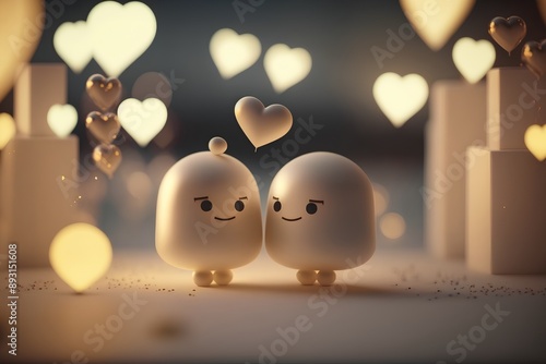 Happy couple in love, valentine's day, 3d rendering photo