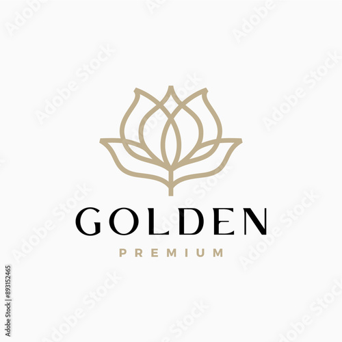 Golden Petal Flower logo vector icon illustration © gaga vastard