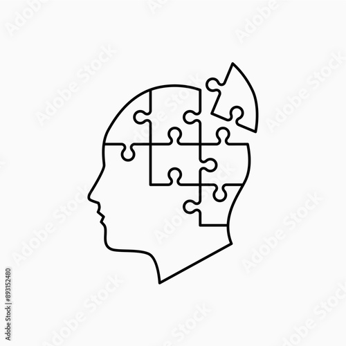human head puzzle mind think match smart idea logo vector icon illustration	