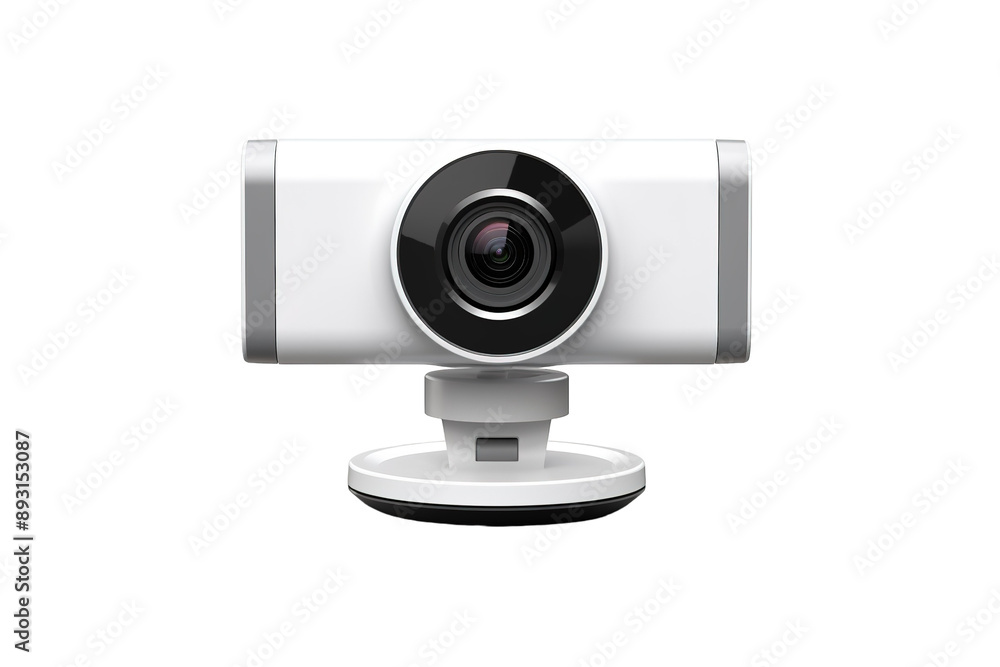 A Sleek, White Webcam Captures the Moment, Ready to Record a Video Conference or Capture a Special Memory on a Clear PNG or White Background. A Sleek, White Webcam Captures the Moment, Ready to Record a Video Conference or Capture a Special Memory on a Clear PNG or White Background.