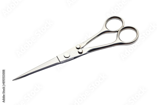 A Pair of Shiny Stainless Steel Scissors Ready For A Precise Cut on a Clear PNG or White Background.