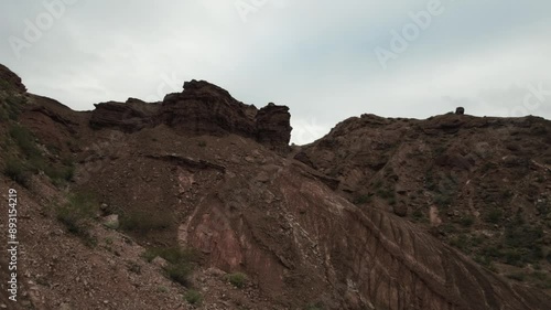 Aerial view of the ancient Inca route in the Cafayate natural reserve, Quebrada las Conchas. UNESCO, Argentina. photo