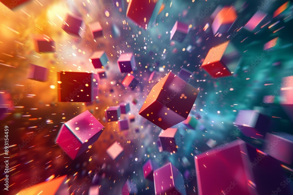 abstract 3d cubes floating space creating abstract 3d cubes floating space creating