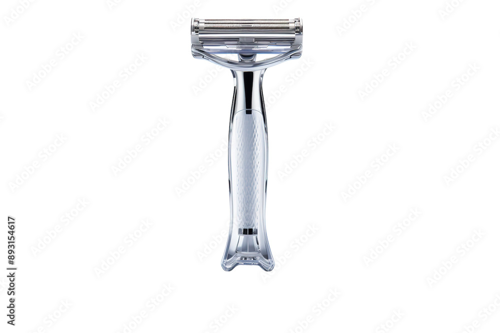 A Gleaming Razor Ready for a Close Shave Against a White Background on a Clear PNG or White Background. A Gleaming Razor Ready for a Close Shave Against a White Background on a Clear PNG or White Background.