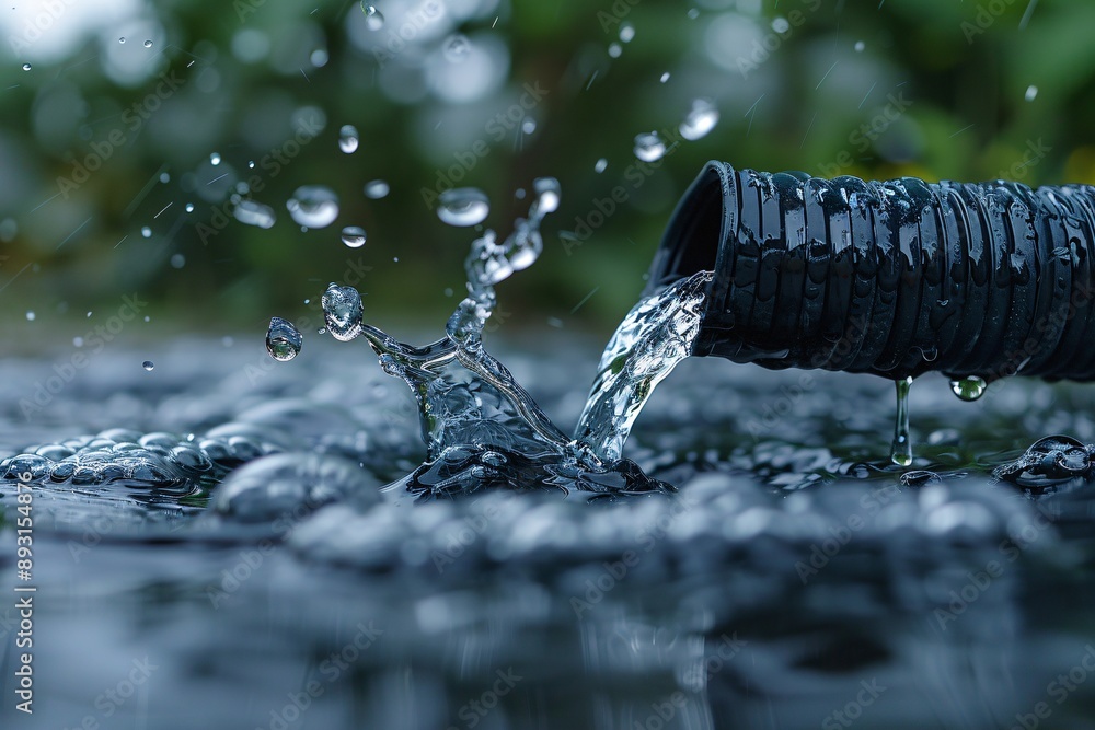 Liquid dripping from puncture in tubing. Liquid dripping from puncture in tubing.