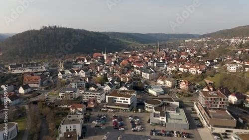 City of Nagold located in southern Germany, swabian town with mixture of traditional and modern buildings. photo