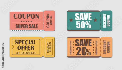 Discount coupon illustration set in the old style