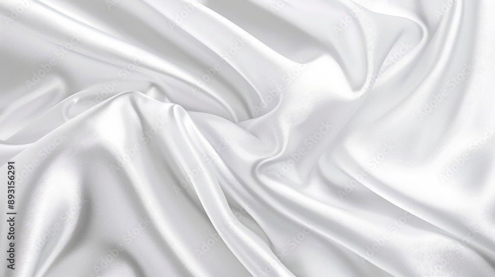 Obraz premium pure white satin cloth with crease waves silky drape