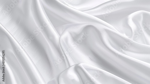 pure white satin cloth with crease waves silky drape