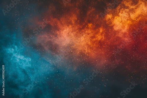 Red, Orange and Blue galaxy background with stars and nebulae. Abstract space wallpaper design for print on demand products and digital art backgrounds. , high resolution photography, professional col