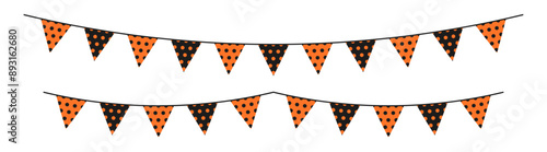 Triangle garland bunting flag polka dots halloween card decoration flat illustration